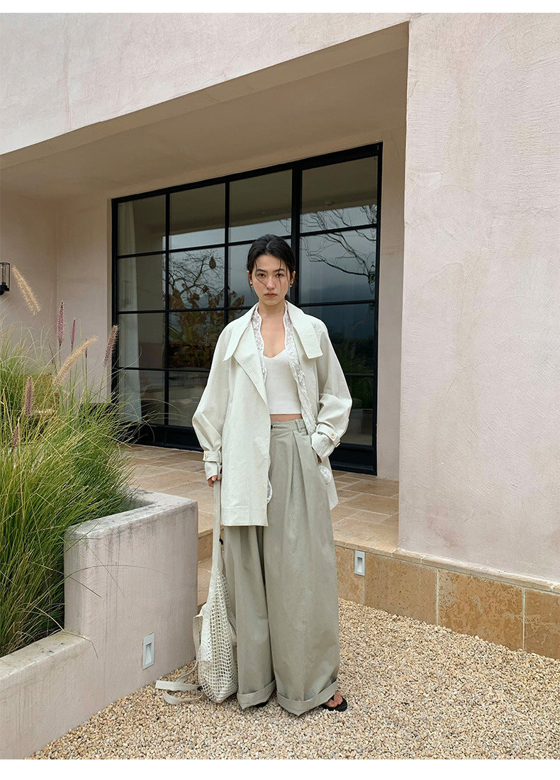 Pleated Casual Wide-leg Pants