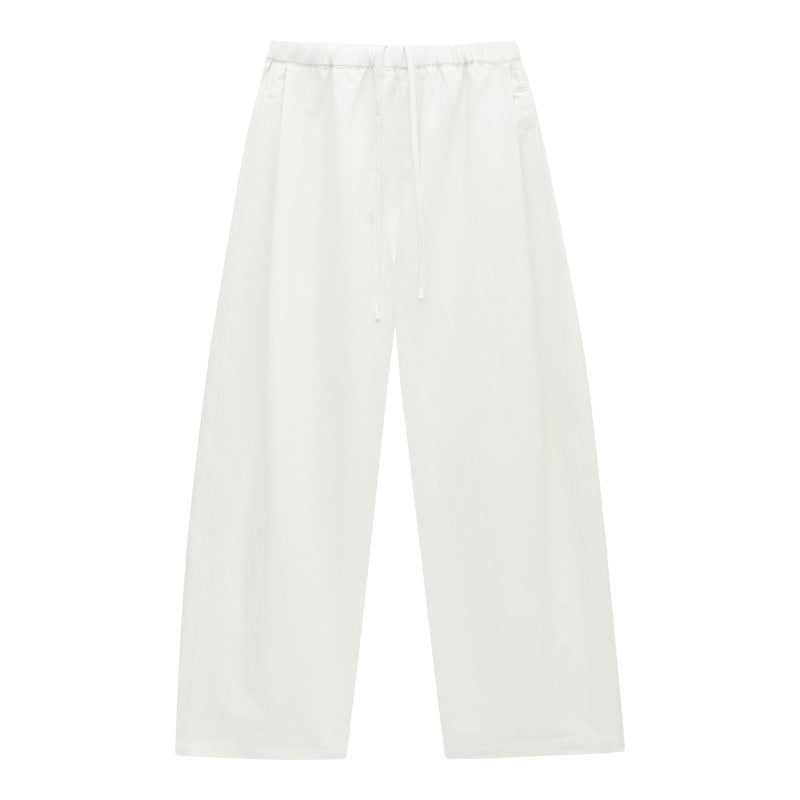 Elastic Waist Drawstring Curved Casual Pants