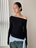 Off-the-shoulder Long Sleeve Knitted Stylish Sweater