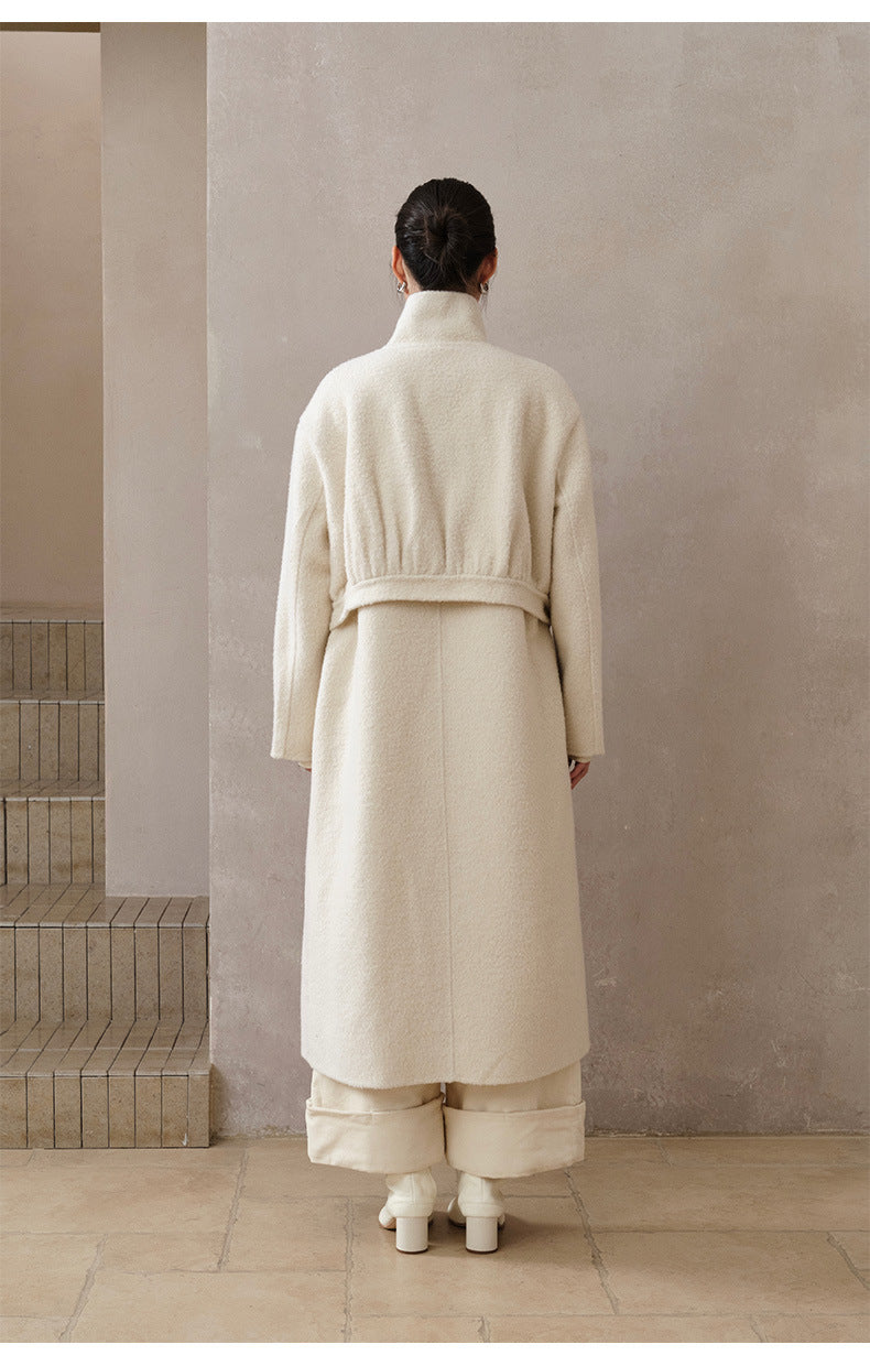 Double-Breasted Long Belt Double-Sided Alpaca Wool Cashmere Coat