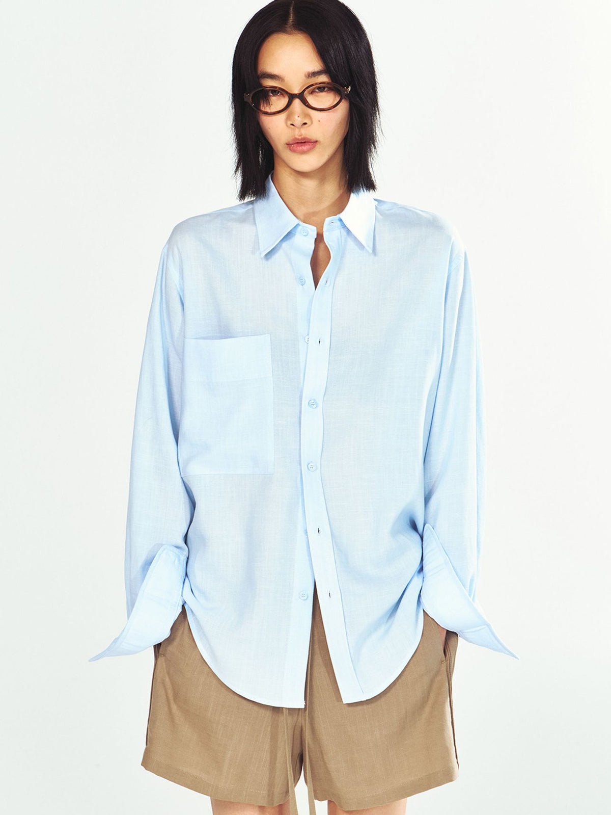 Linen Single-Breasted Loose Long-Sleeve Shirt