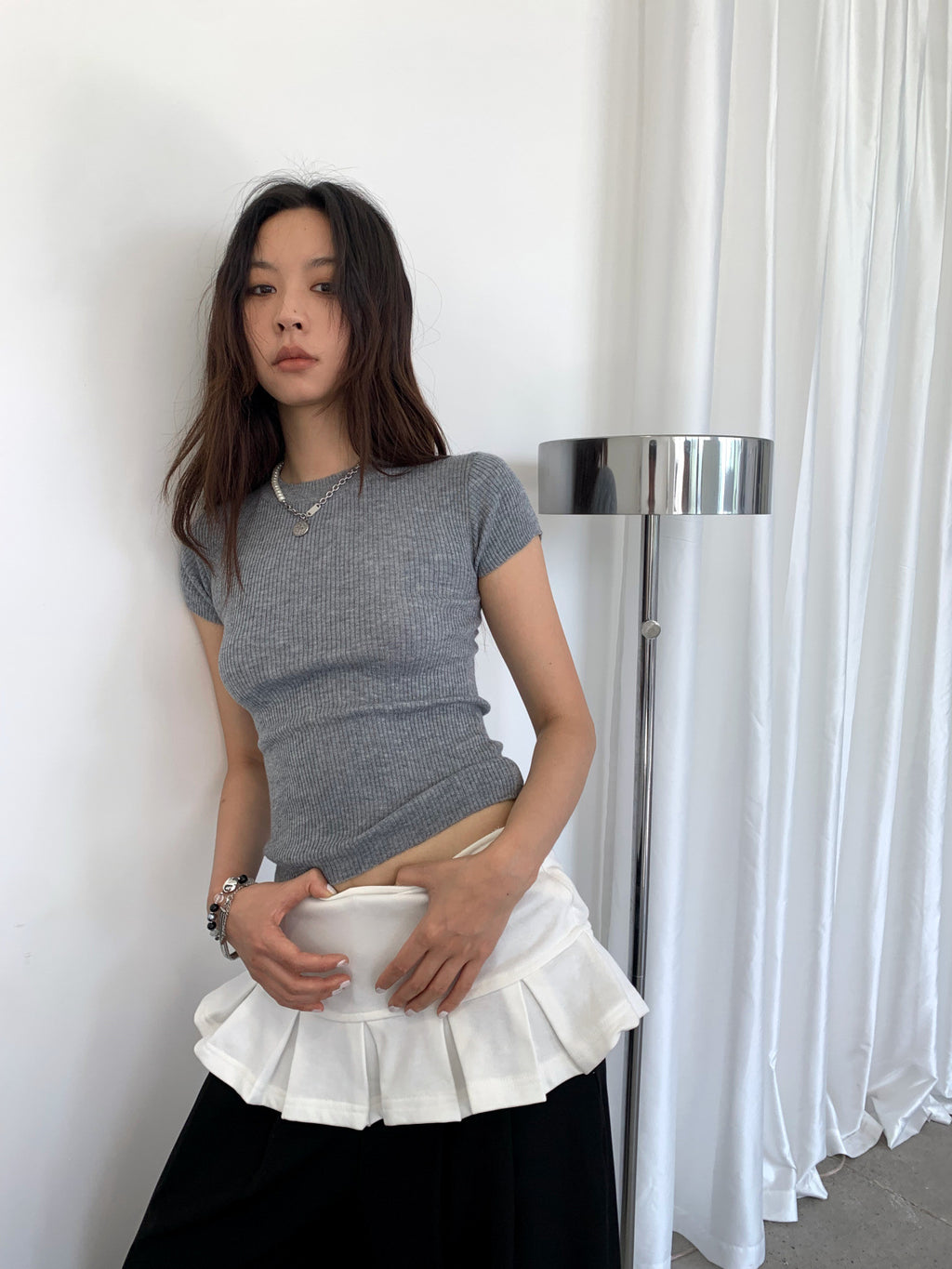 Pleated Low Rise Mini Skort