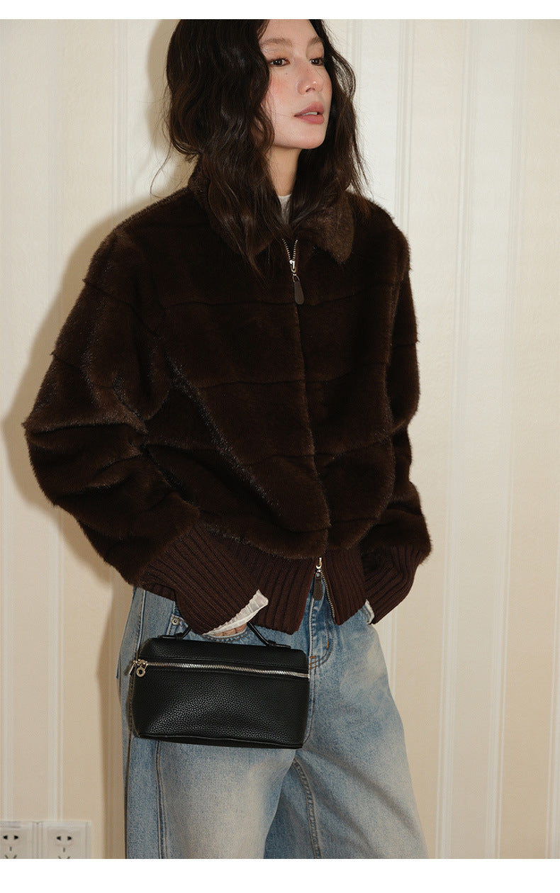 Plush Knitted Patchwork Jacket