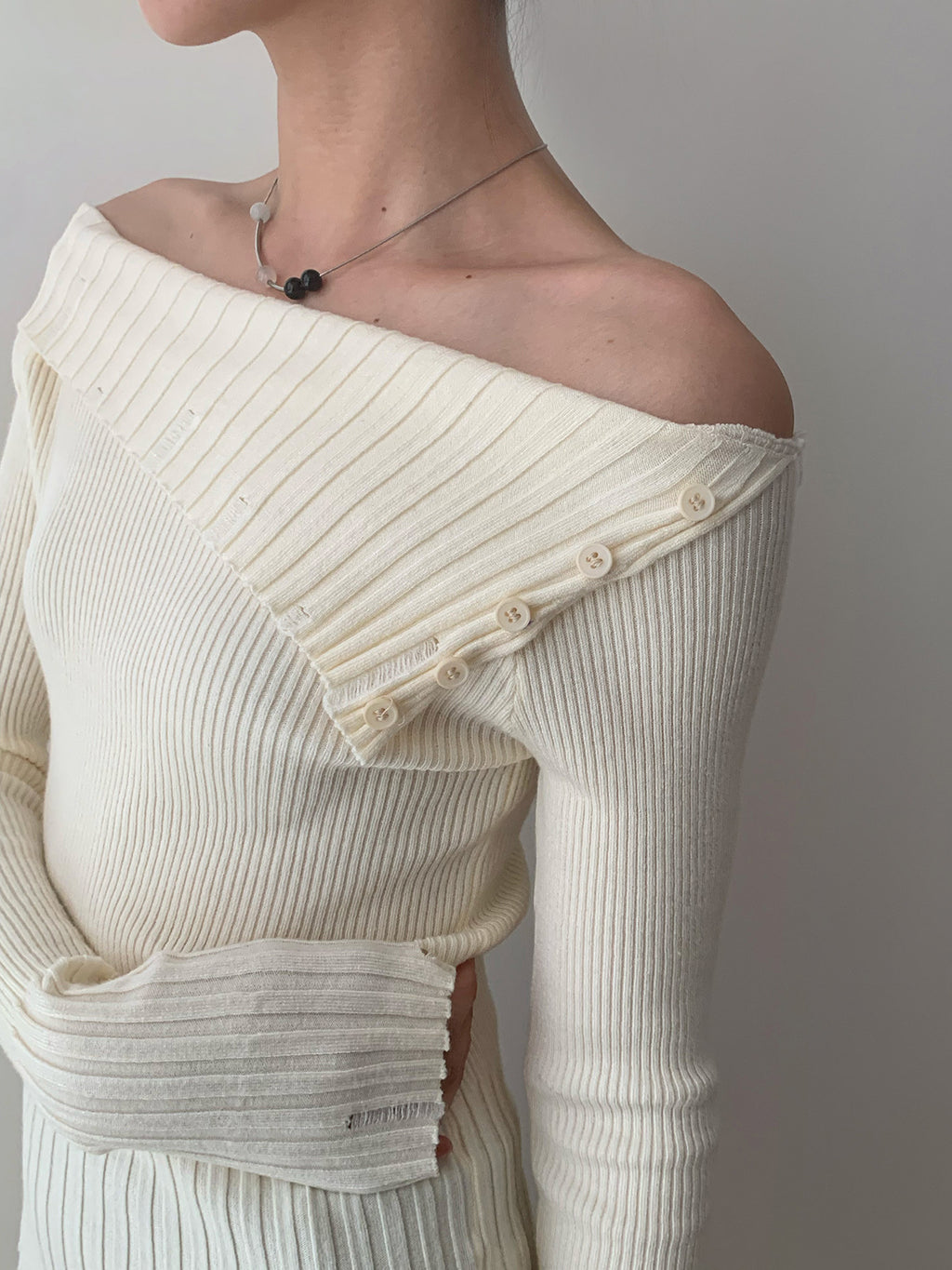 Off-the-shoulder Long Sleeve Knitted Stylish Sweater