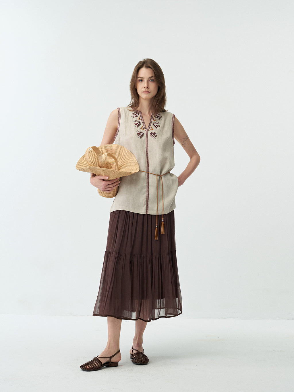 Lightweight Flowing Pleated Umbrella Midi Skirt