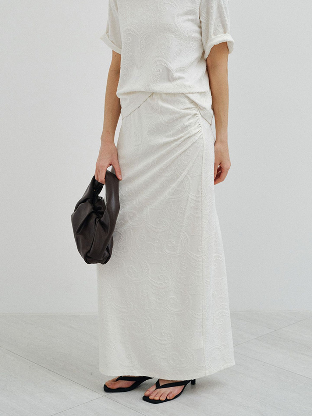 Paisley Jacquard Embroidered Maxi Skirt