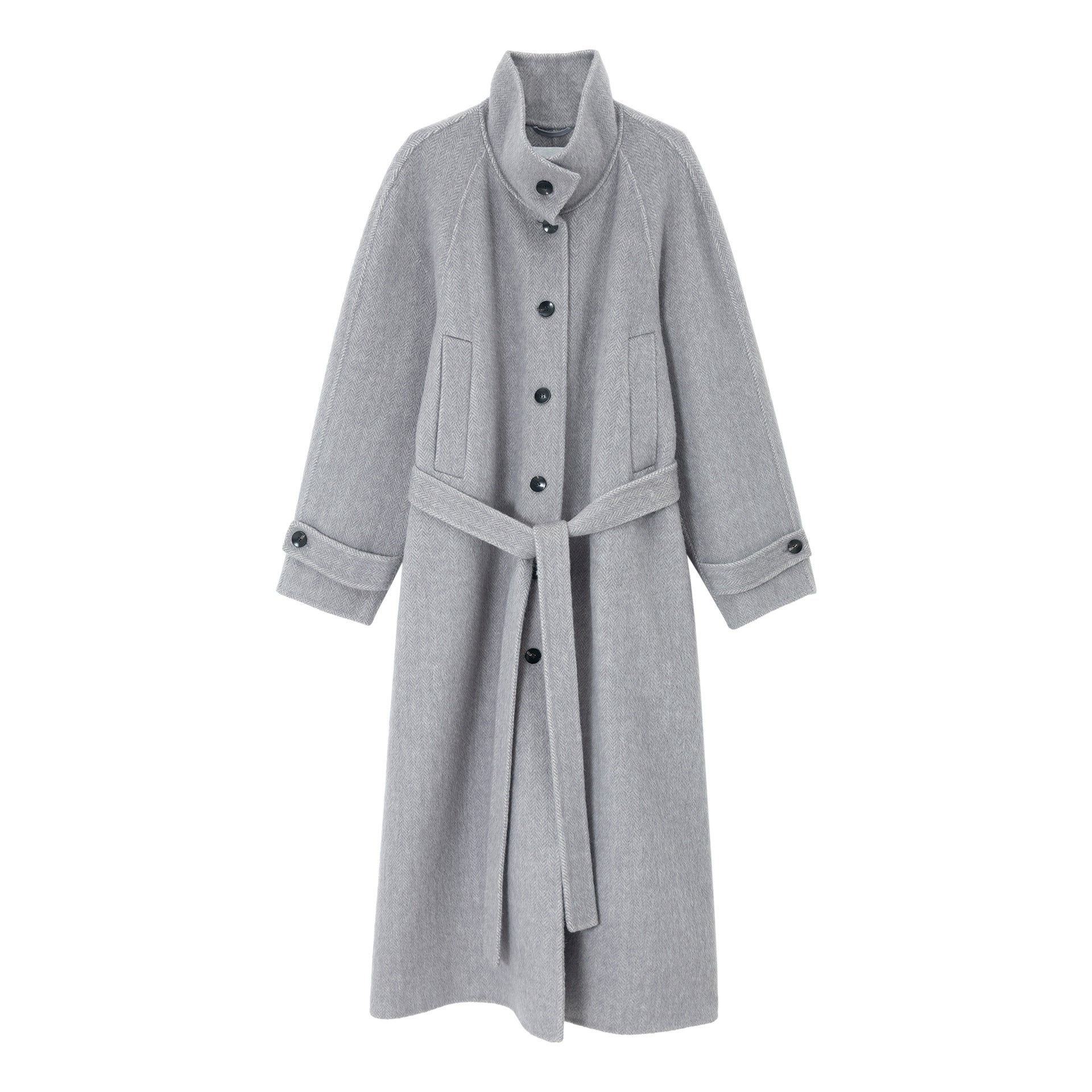 Stand Collar Double-breasted Wool Coat