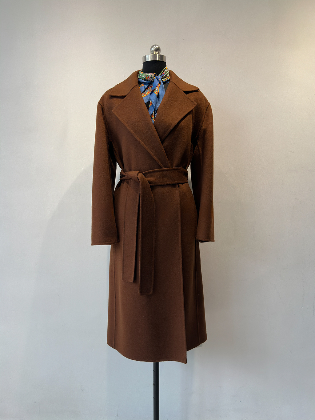 Cashmere Merino Wool Mulberry Silk Suit Collar Long Coat