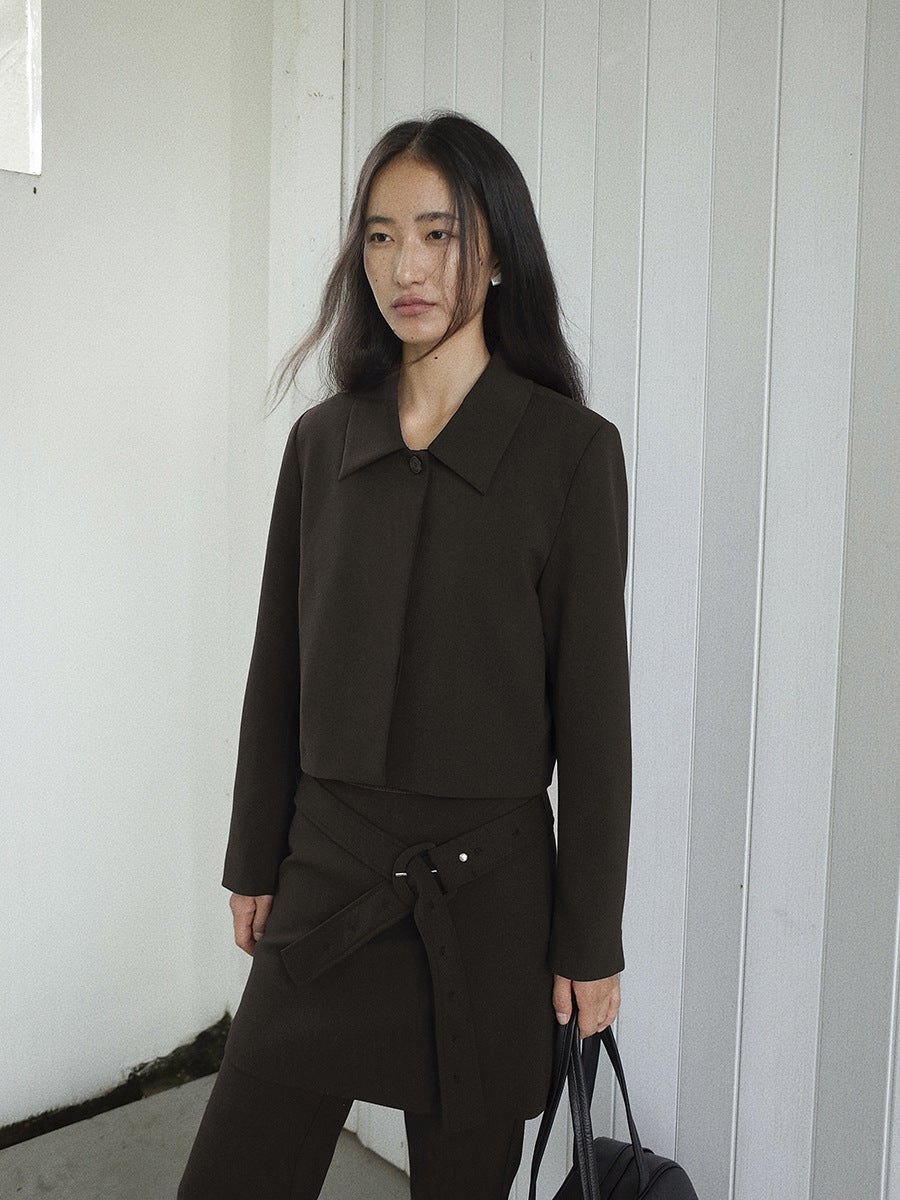 Anti-Wrinkle Solid Color Simple Slim Short Blazer