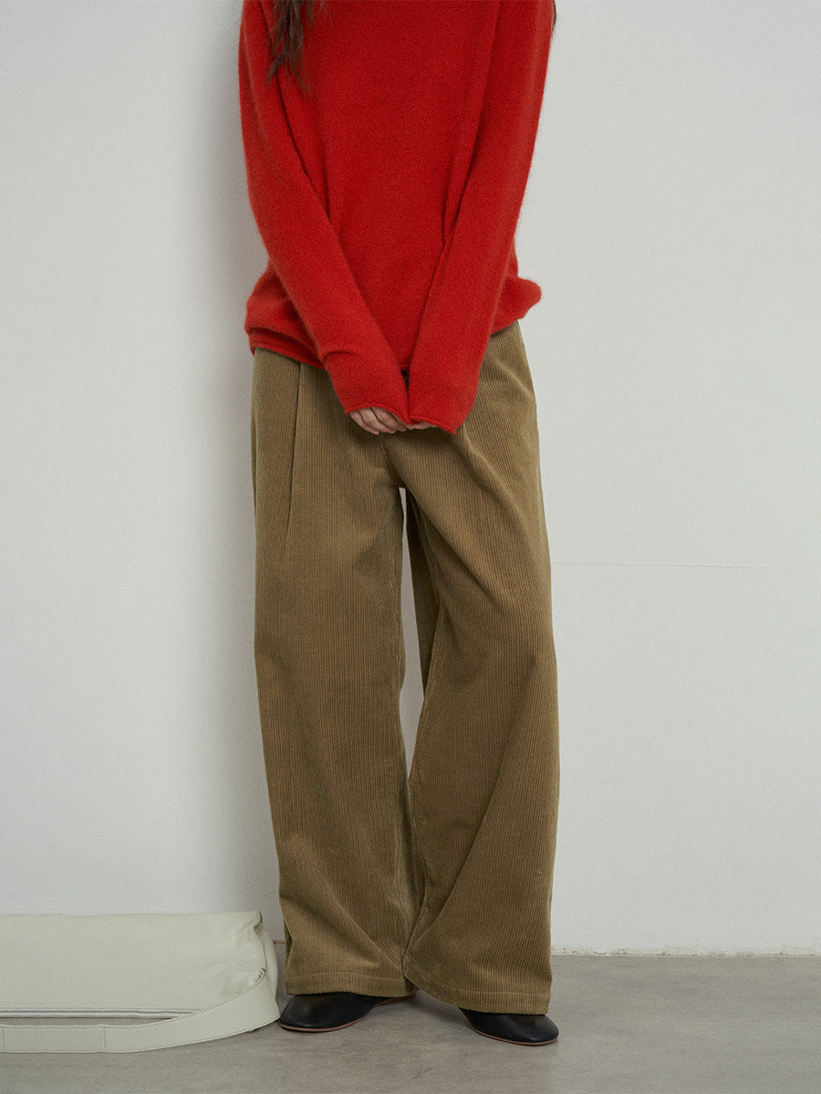 Corduroy Wide Leg Pleated Pants