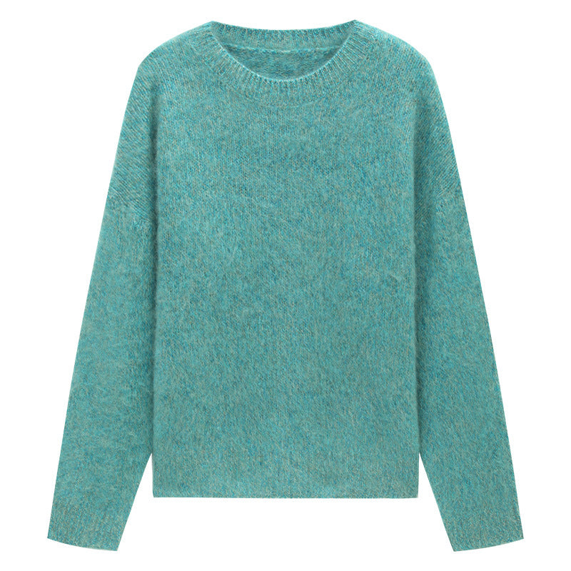 Soft-Fuzz Knit Long Sleeve Crewneck Sweater