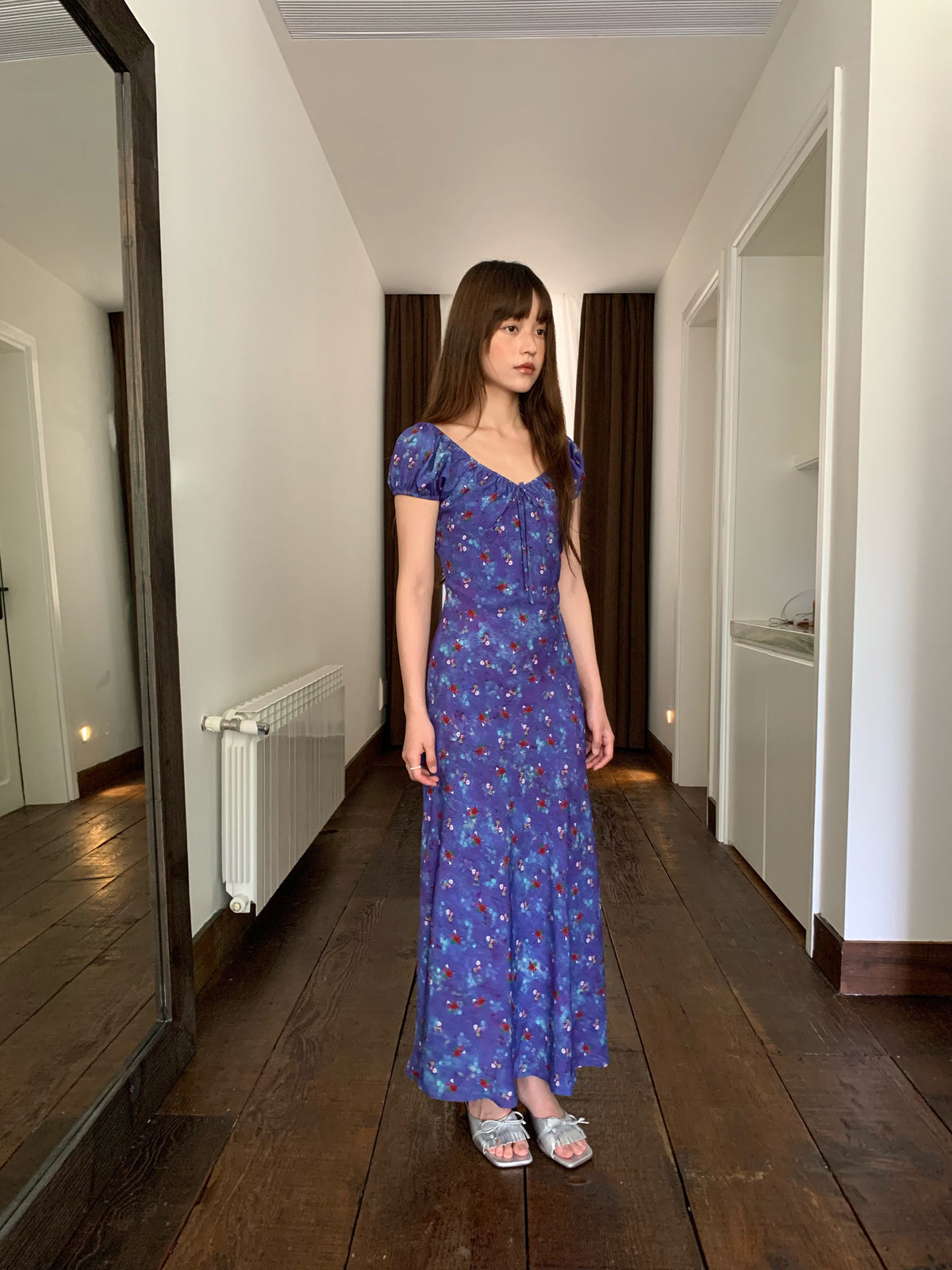 Floral Sweetheart Neck Maxi Dress