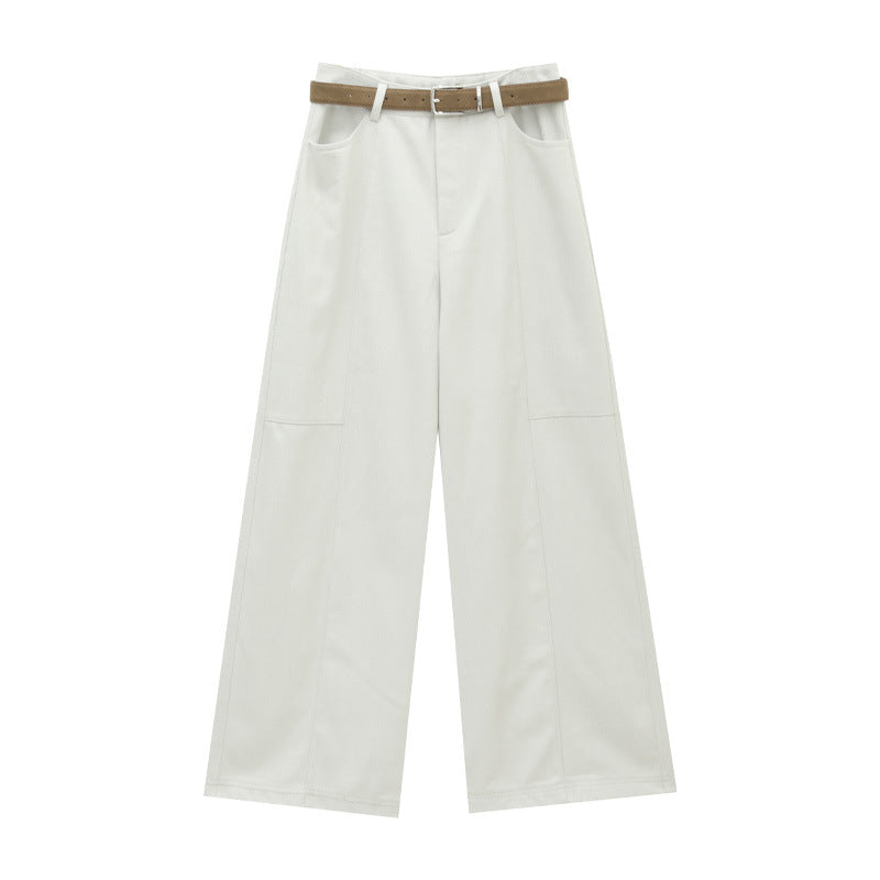 High Waist Wide Leg Lined Pants with Belt