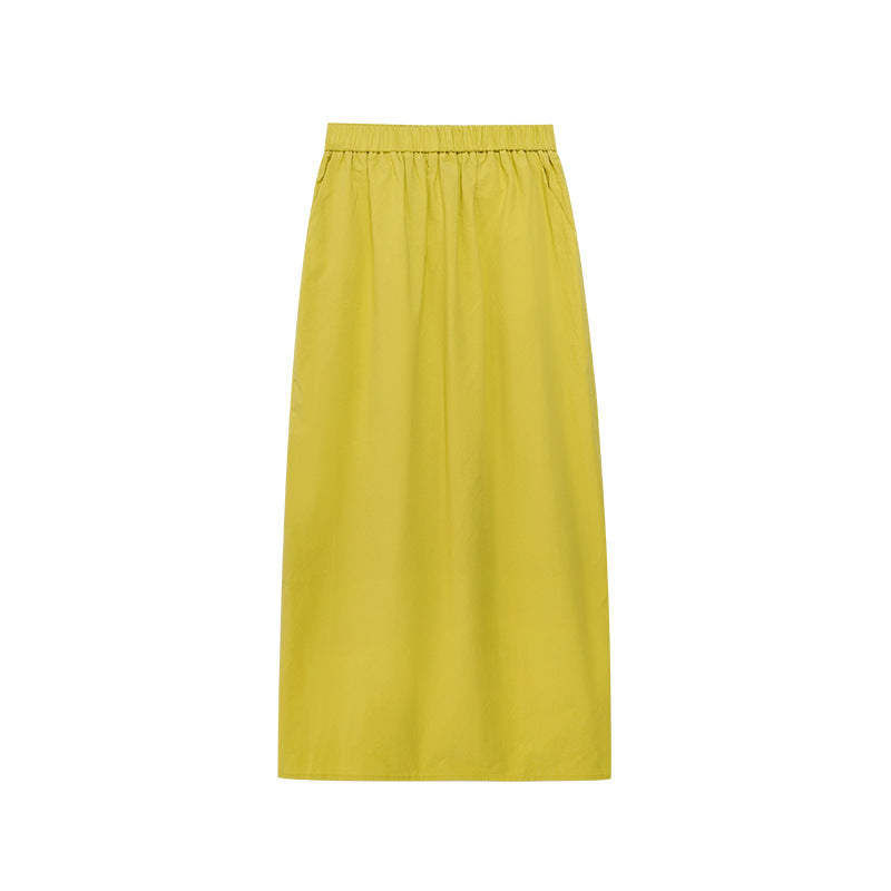 Elastic Waist Bubble Hem Midi Skirt