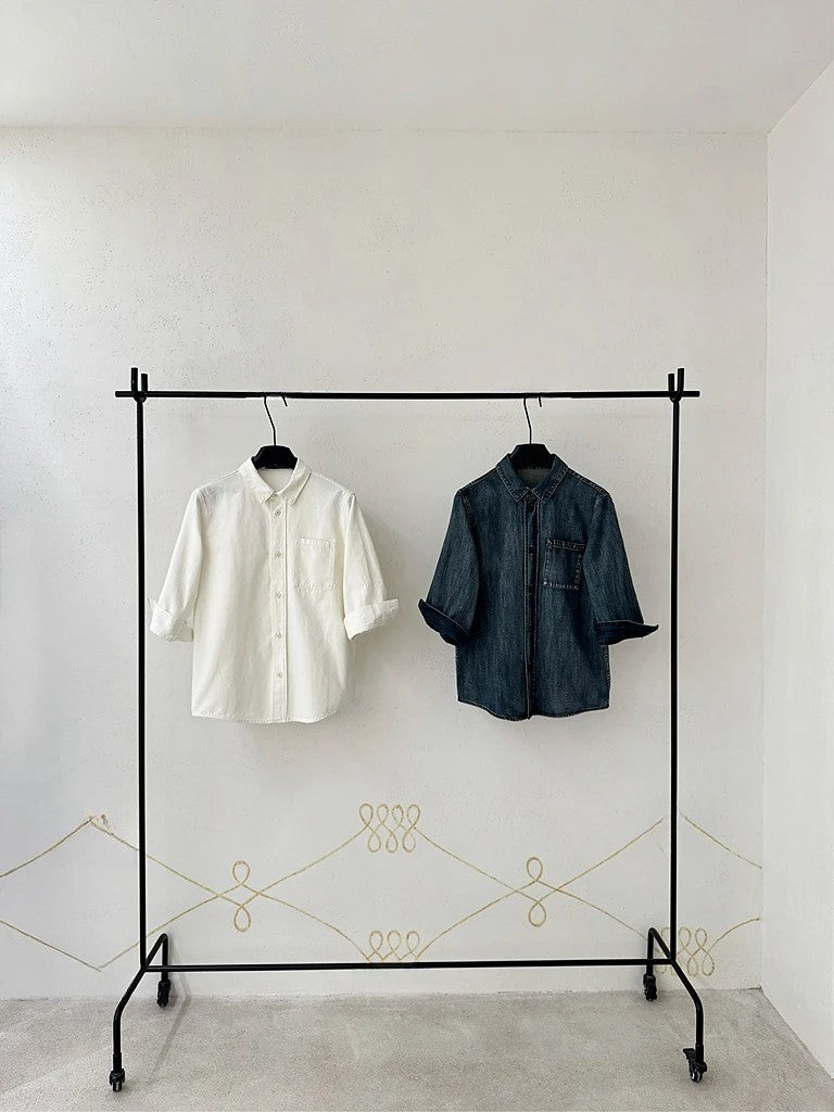 Three-Quarter Sleeve Denim Shirt