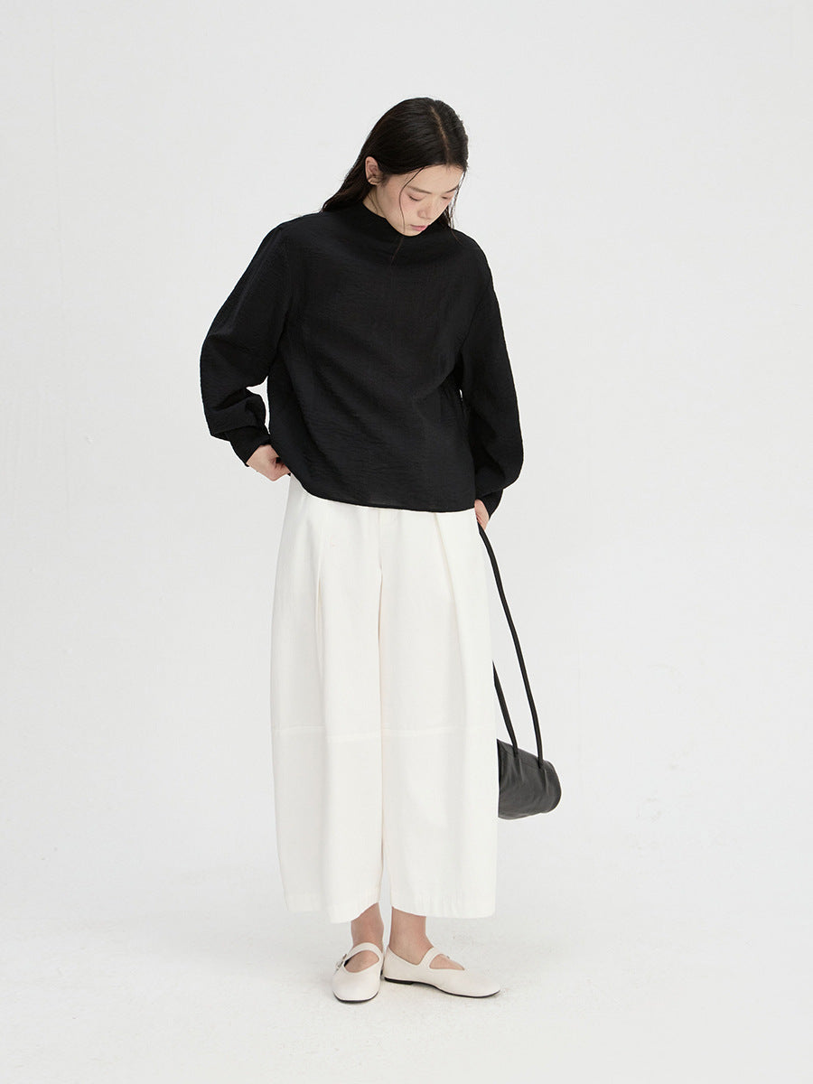 Elastic Waist Barrel Wide Leg Pants
