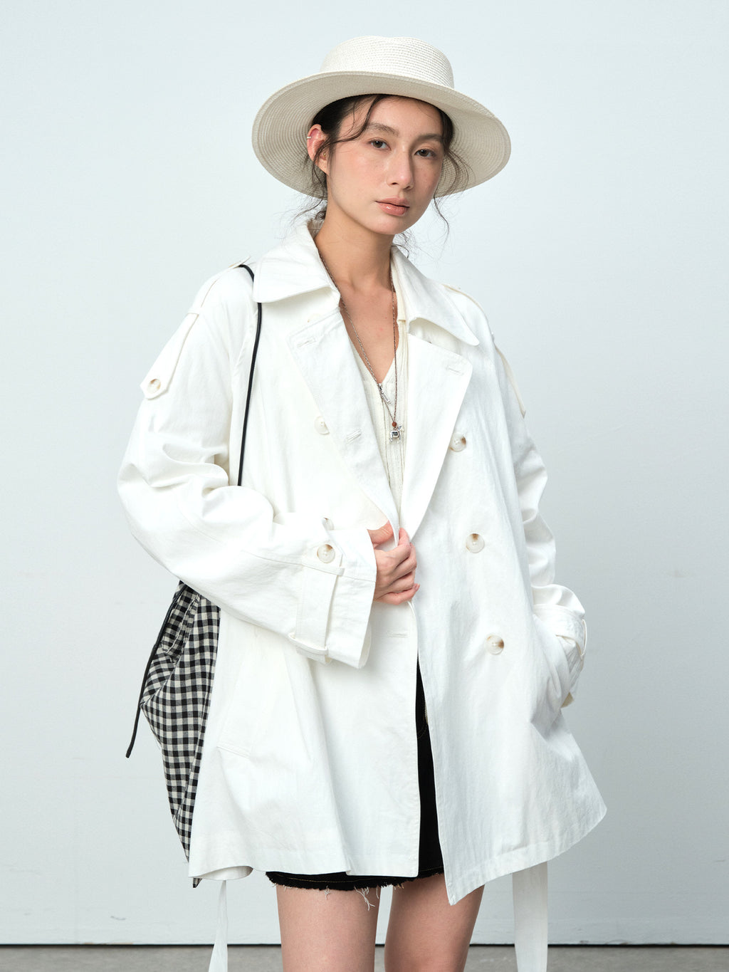 Double-Breasted Lapel Mid-Length Trench Coat