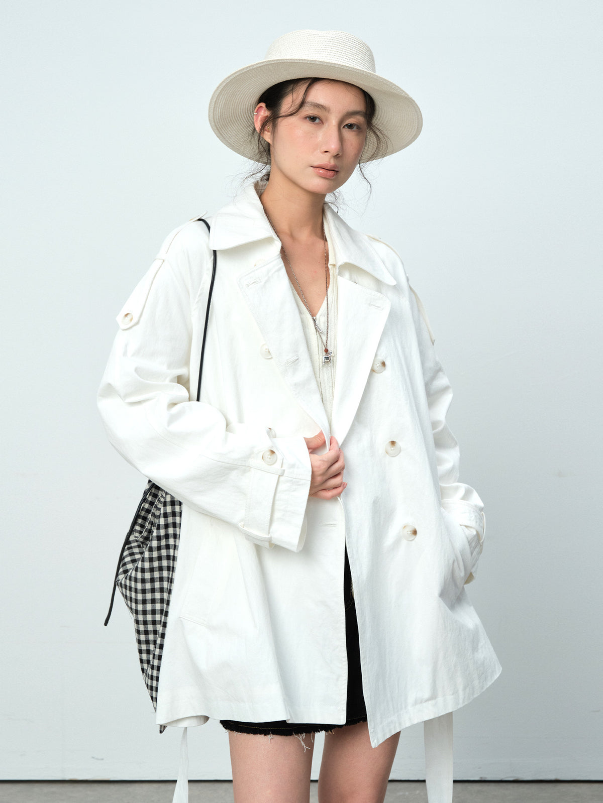 Double-Breasted Lapel Mid-Length Trench Coat