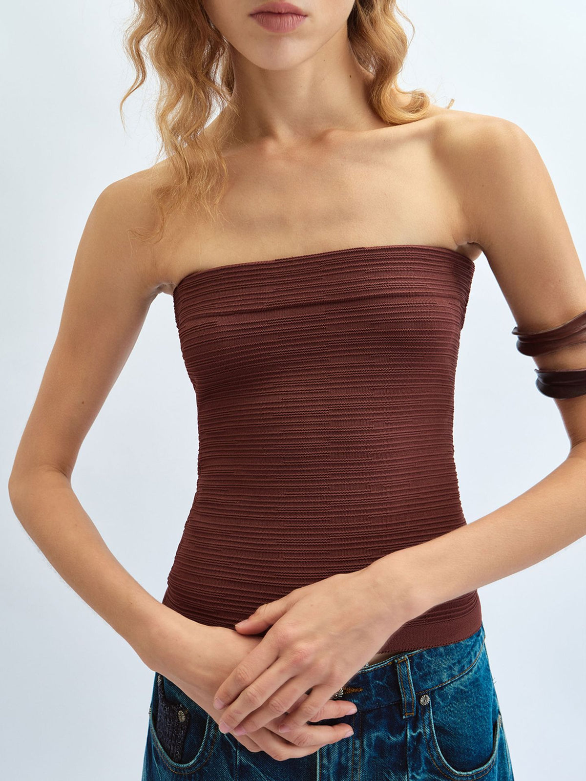 Striped Textured Bandeau Top