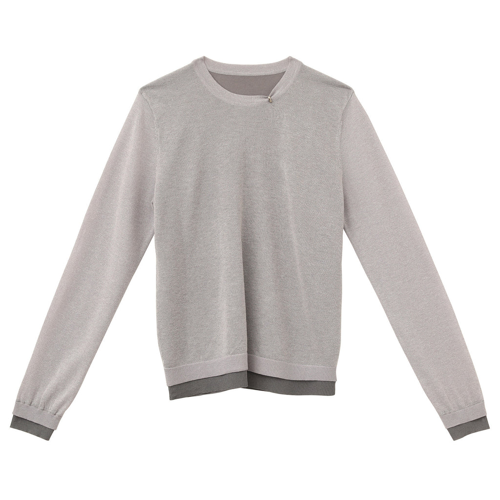 Color-Block Fake Two-Piece Relaxed Knit Top