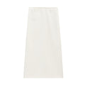 Hepburn Style Solid Color Straight Wool Skirt