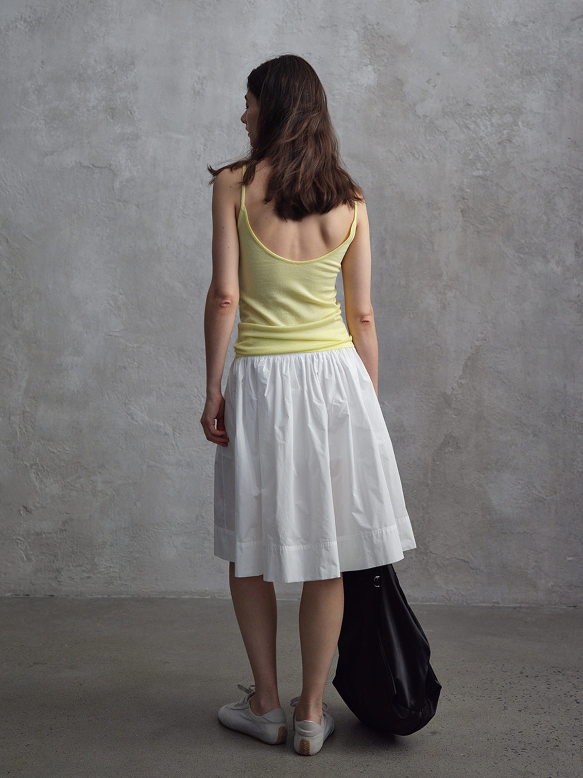 A-Line Pleated Silhouette Puffy Midi Skirt
