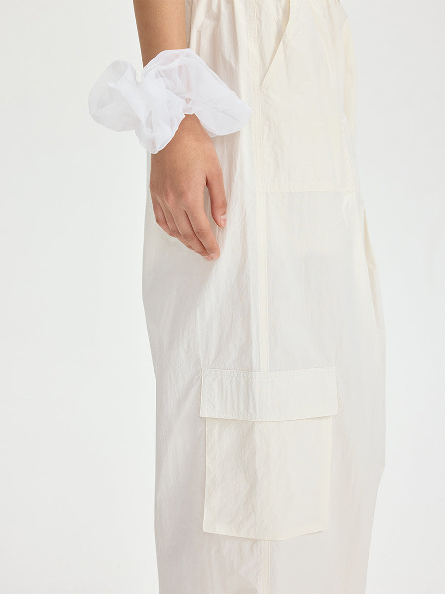 Elastic Drawstring Large Pocket Sporty Casual Pants