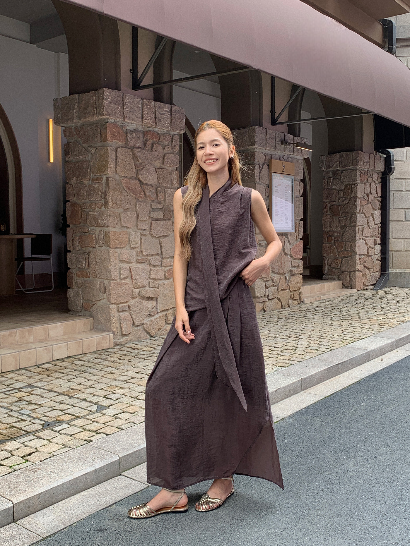 Irregular Pleated Flowing Maxi Skirt