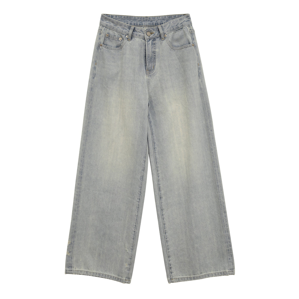 Solid Color Straight-Leg Jeans