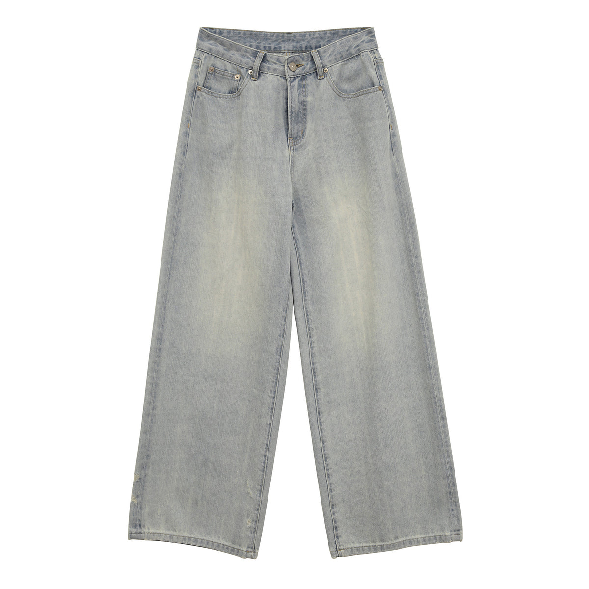 Solid Color Straight-Leg Jeans