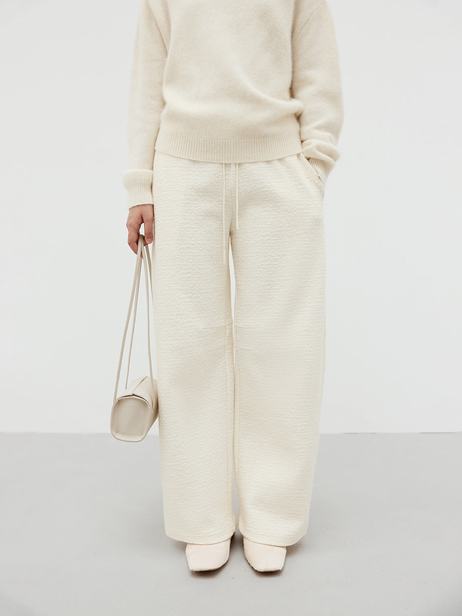 Bouclé Textured Knit Wide Leg Lounge Pants