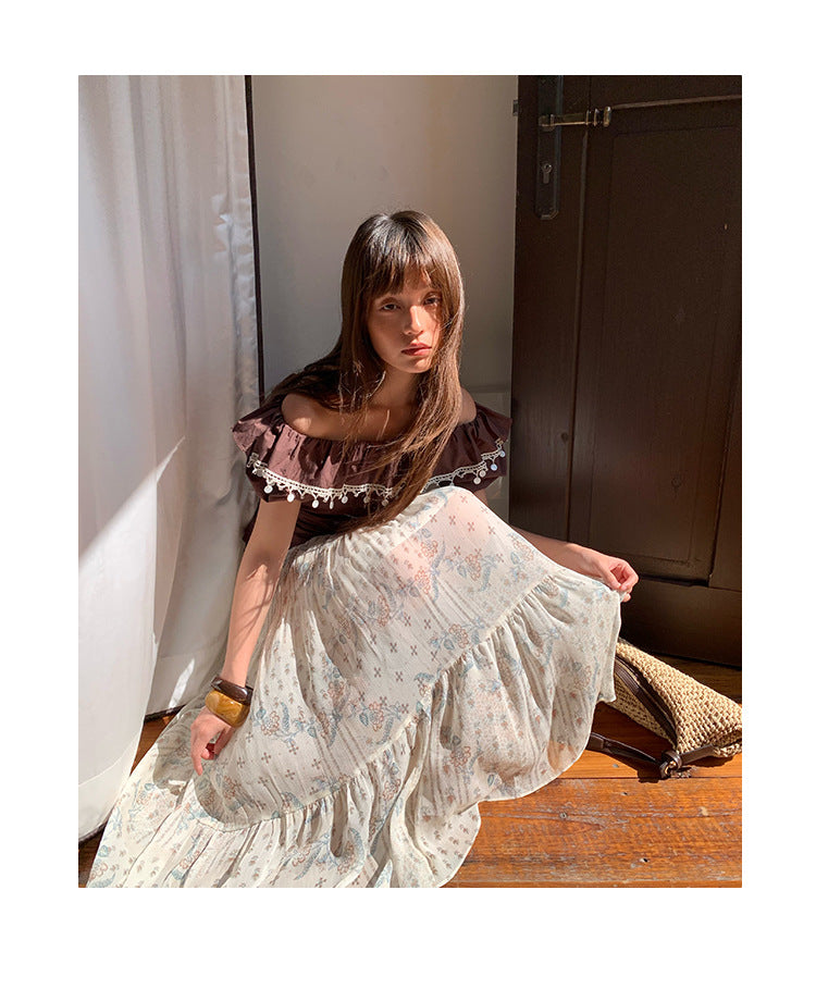 Off-Shoulder Lace Trim Top