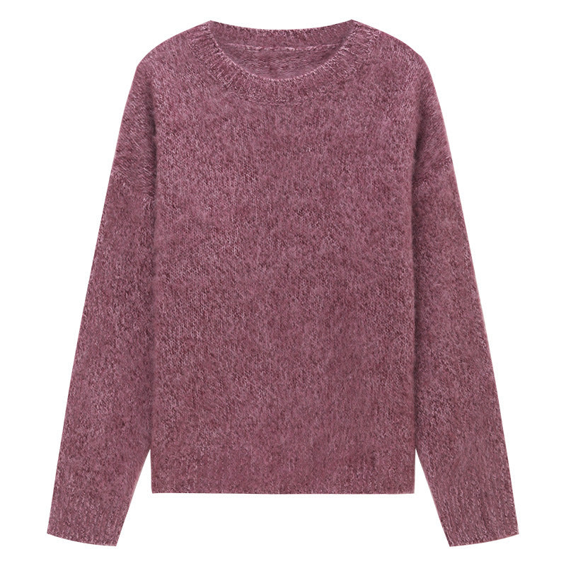 Soft-Fuzz Knit Long Sleeve Crewneck Sweater