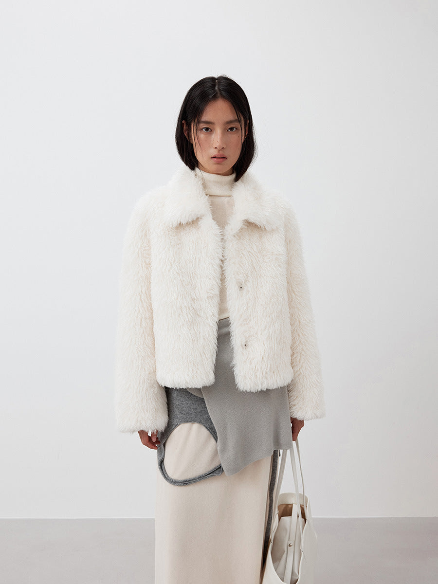Cropped Faux Fur Fluffy Jacket