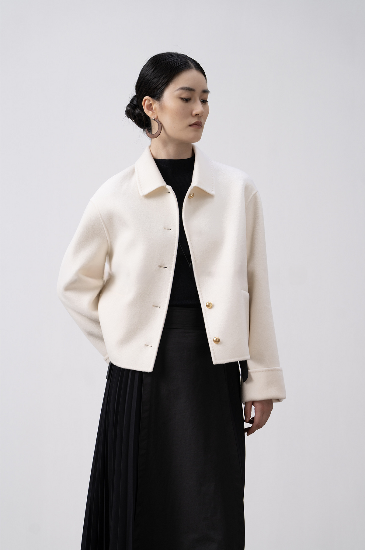 Double-sided Cashmere & Wool Short Coat