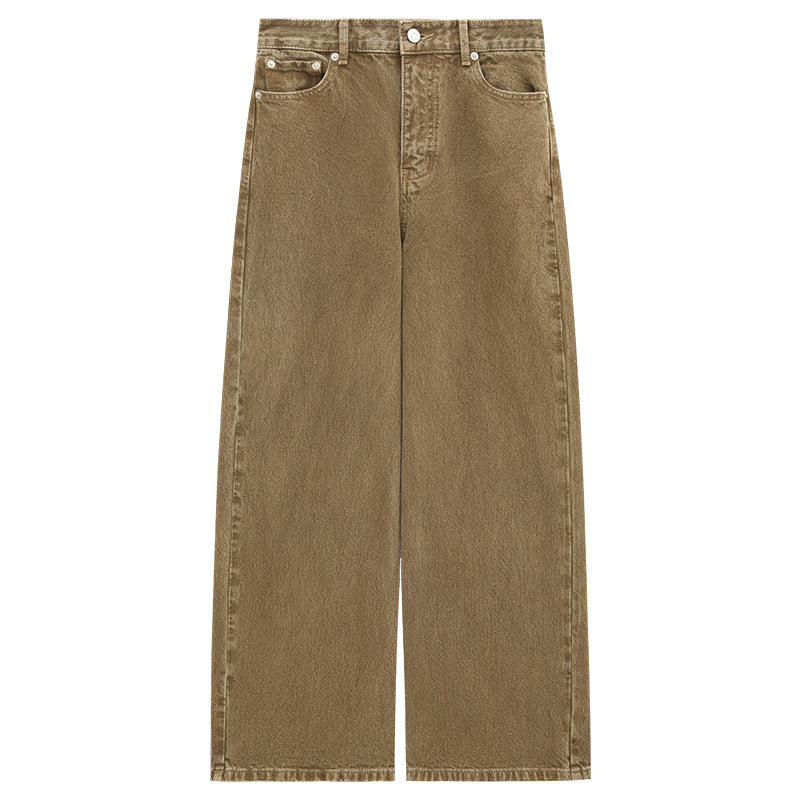 Minimalist Warm Straight Versatile Washed Jeans
