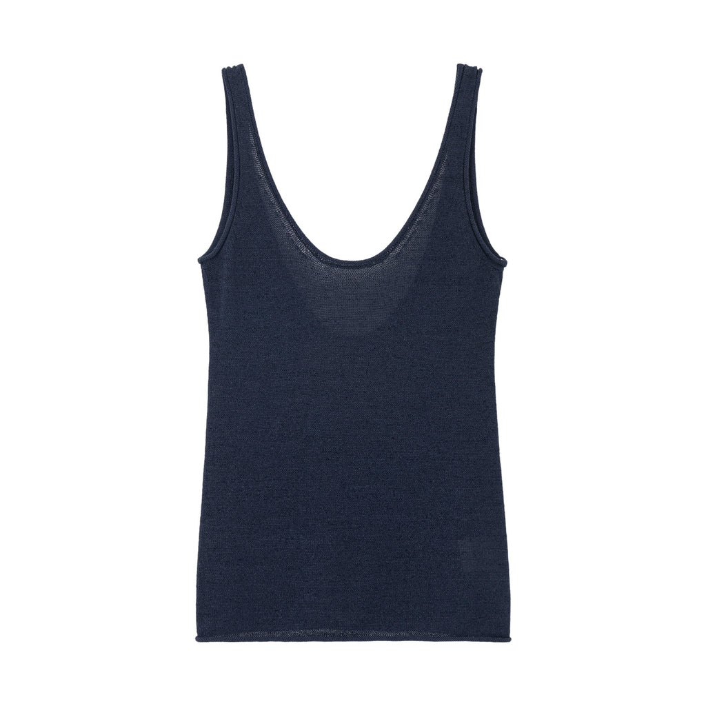 U-neck Open Back Yarn Thin Strap Tank Top