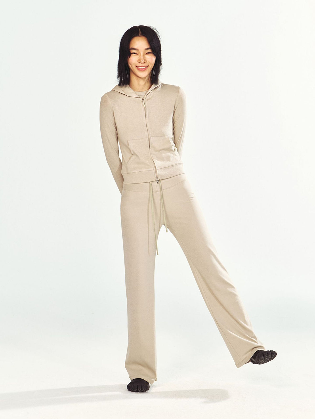 Long Sleeve Hooded Knit Zip-Up Cardigan