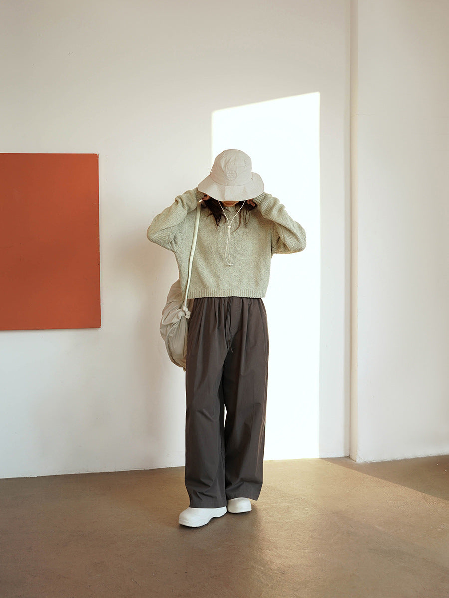Relaxed Wide Leg Elastic Waist Pants