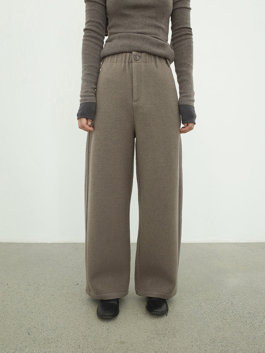 Thickened Warm Relaxed Wool Straight Leg Casual Pants