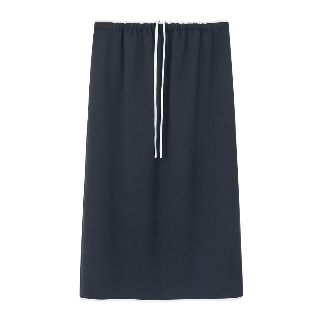 Drawstring Waist Straight Midi Skirt