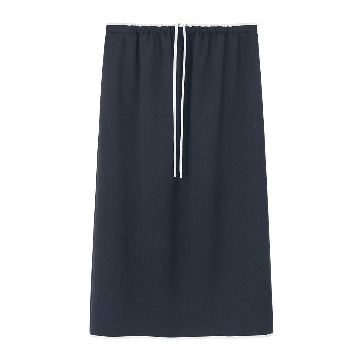 Drawstring Waist Straight Midi Skirt