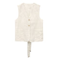 Textured V-neck Sleeveless Vest
