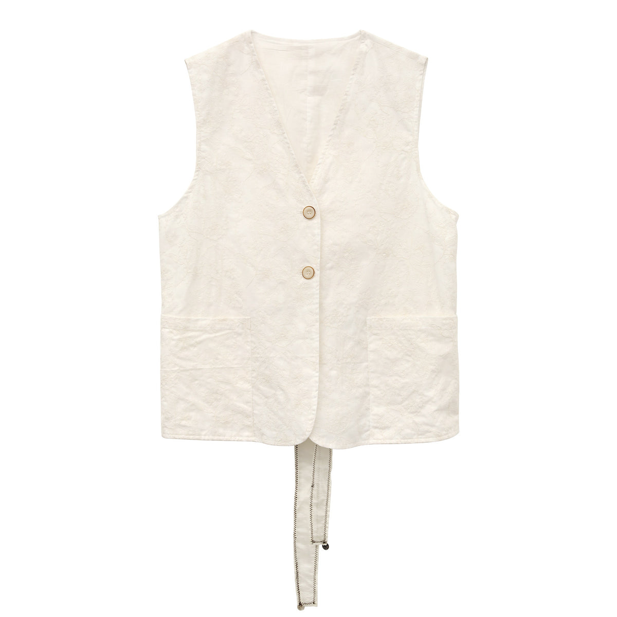 Textured V-neck Sleeveless Vest