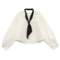 Crew Neck Long-Sleeve Elegant Tie Shirt