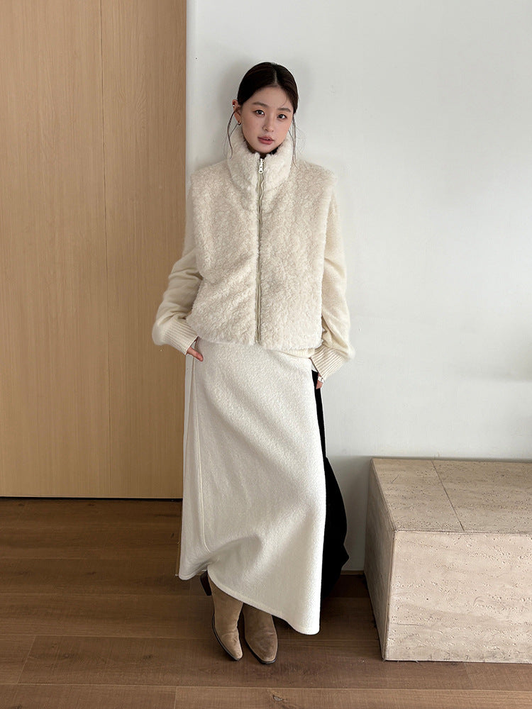 Wool Tweed A-line Maxi Skirt