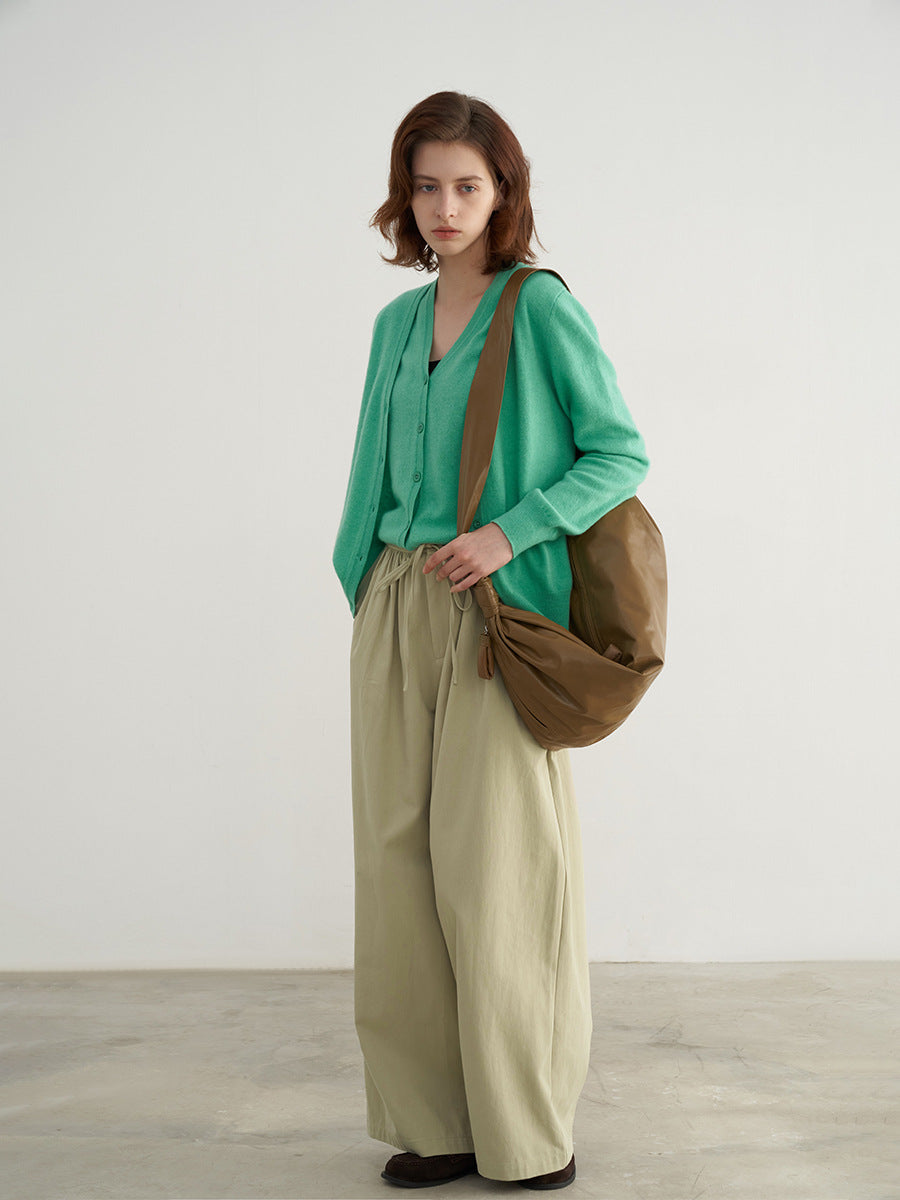 High-Waist Wide-Leg Casual Pants