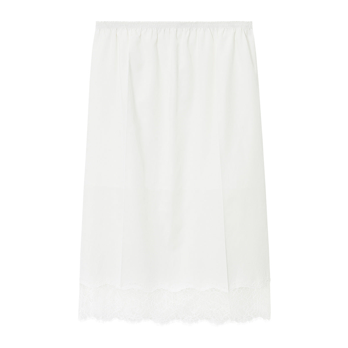 Satin Lace Hem Slip Midi Skirt
