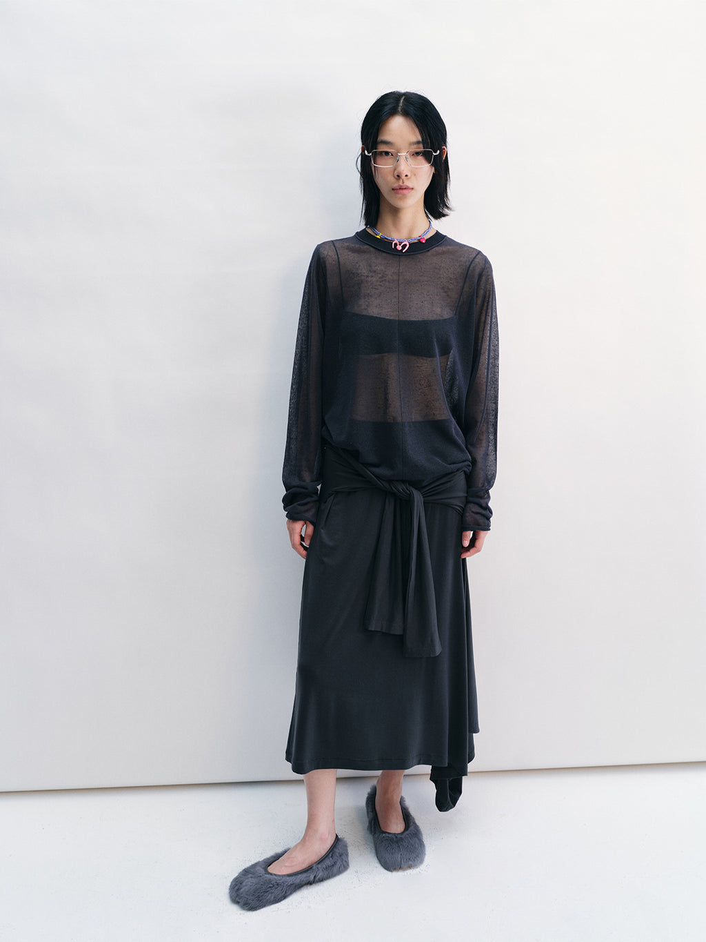 Breathable Stretch Strap Irregular Midi Skirt