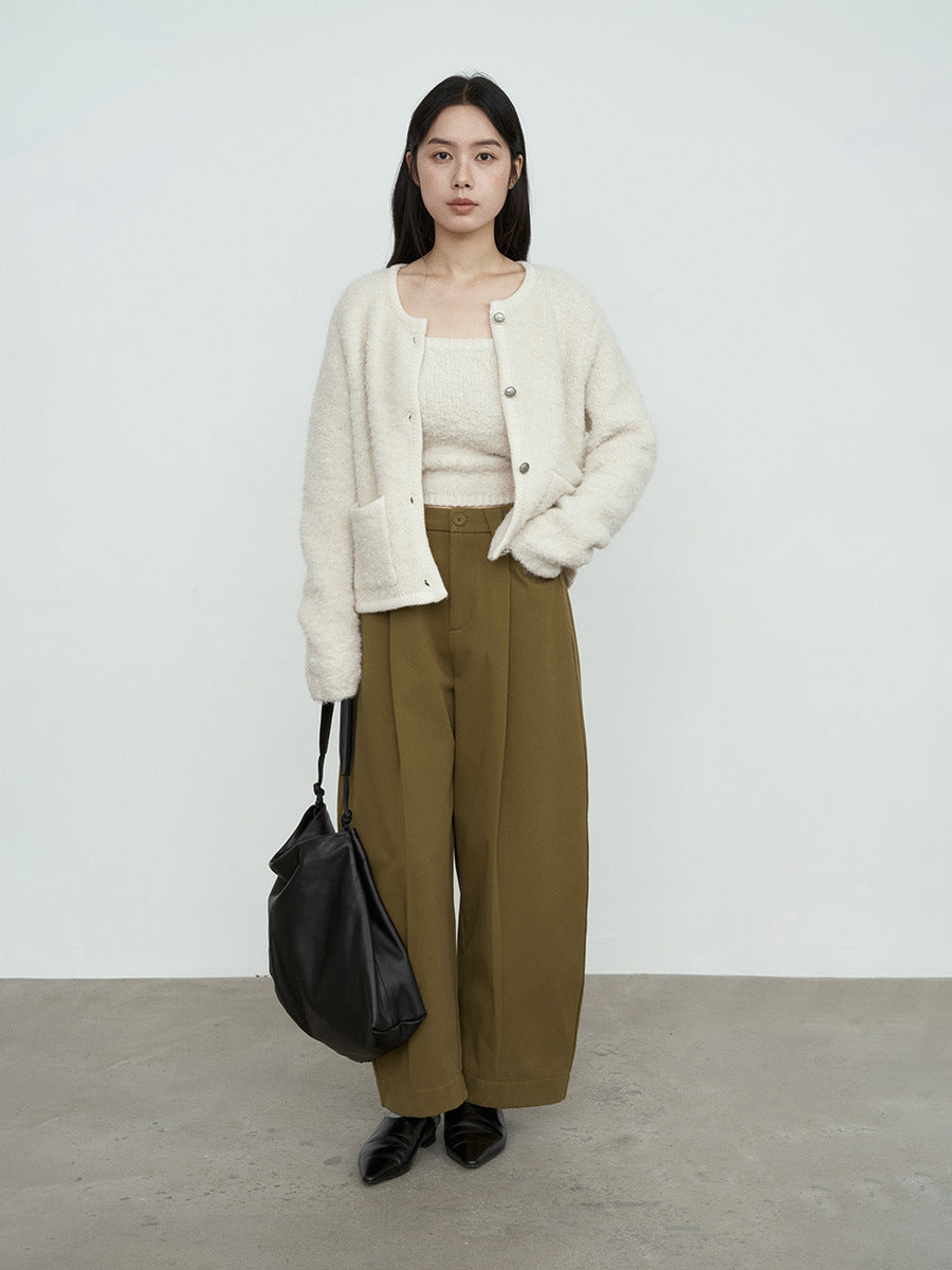 Tailored Wide-Leg Pleated Trousers